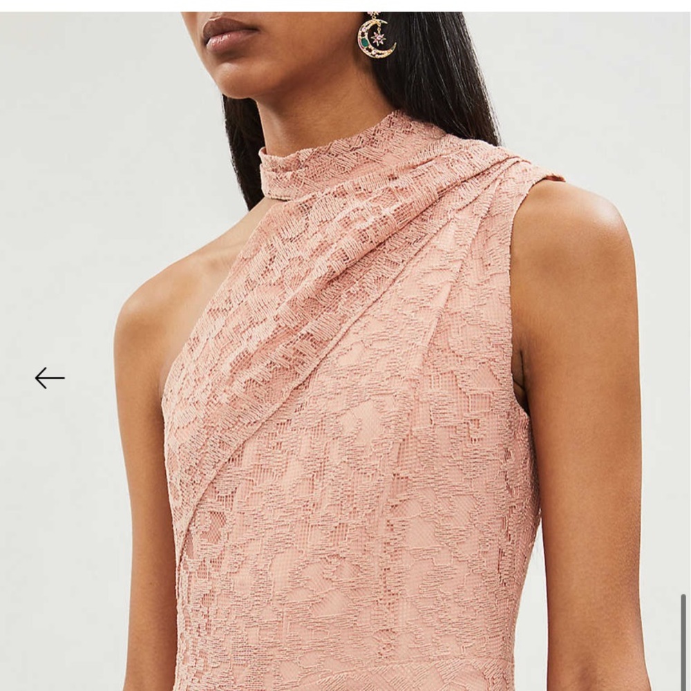 REISS ASYMMETRICAL LACE MIDI DRESS IN BLUSH SIZE 6 - Picture 9 of 16